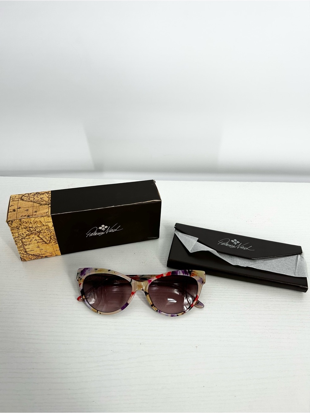 PATRICIA NASH KELLY Handcut Cat-Eye Sunglasses ~ Floral Oil Painting